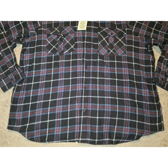 King Size Brand Flannel Button Down Hooded Shirt Long Sleeve Men's 2XL Big - Picture 2 of 8
